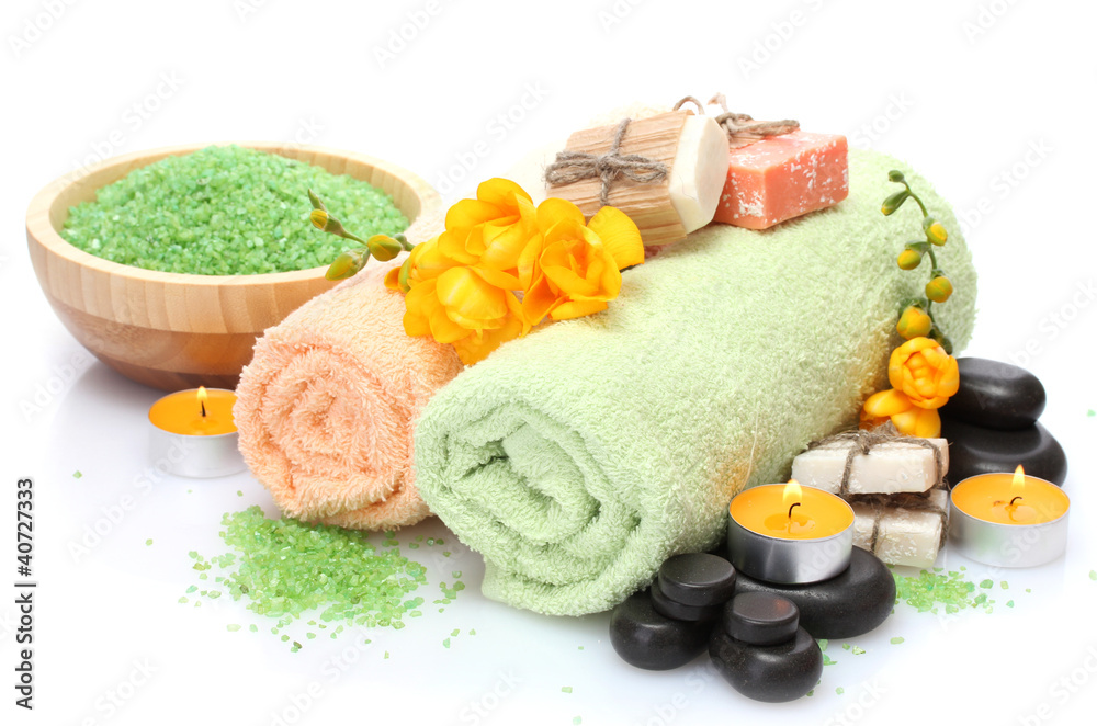 Spa setting isolated on white