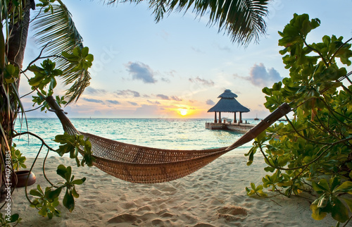 Foto-Schiebevorhang (ohne Schiene) - Hammock and sunset (von Fyle)