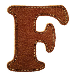 Wall Mural - Leather alphabet. Leather textured letter F