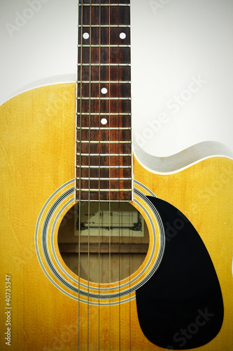 Valokuva Acoustic guitar isolated on white background