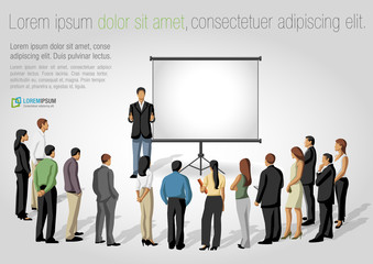 Wall Mural - Business people and white billboard with empty space