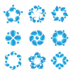 Wall Mural - Blue vector water icons