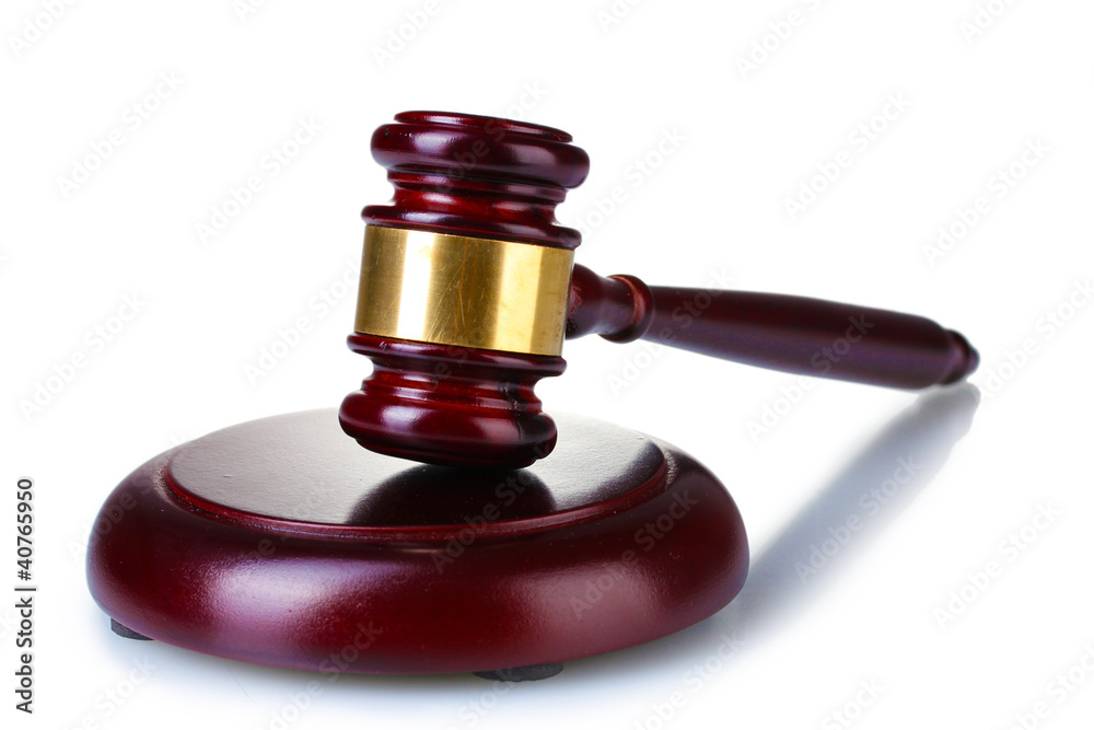 wooden gavel isolated on white