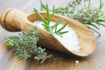 Wall Mural - sea salt with herbs