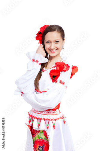 Naklejka ścienna girl in traditional clothes