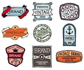 Wall Mural - drawn vintage badges