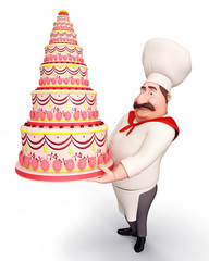 Wall Mural - Chef holding a cake