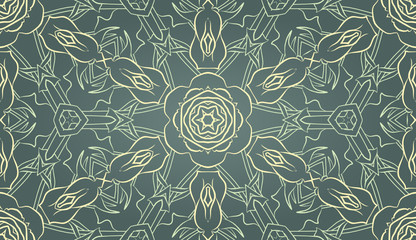 Poster - Seamless wallpaper with floral ornament