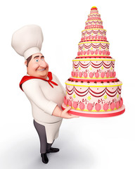 Wall Mural - Chef holding a cake