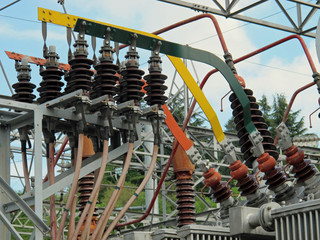 Sticker - insulators and electrical cables and switches to an electric pow