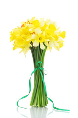 Wall Mural - beautiful bouquet of yellow daffodils isolated on white