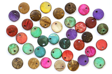 Wall Mural - Colorful beads on white background