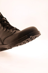 Black army/military boots on white background