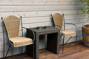 Chairs and table on the patio