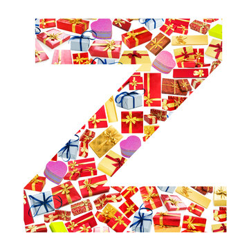 Z Letter - Alphabet made of giftboxes