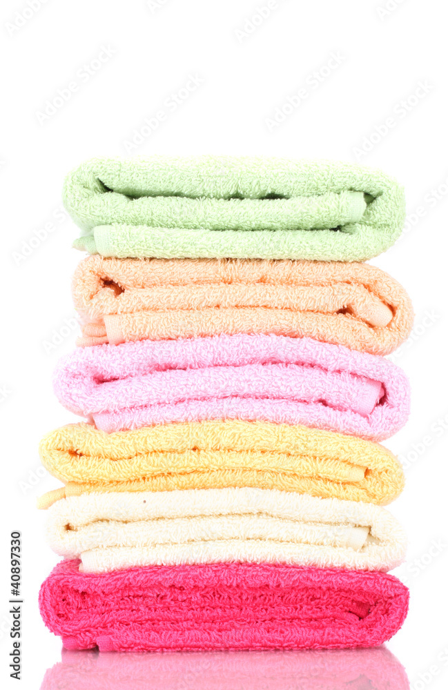 colorful towels isolated on white