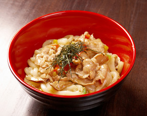 Canvas Print - pork slice  and udon-noodle