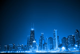 Fototapeta Nowy Jork - financial district (night view Chicago)