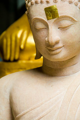 Poster - white buddha face in thai temple