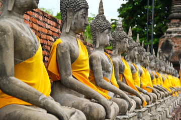 Poster - many old buddhas in thailand