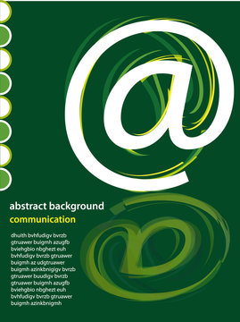 page layout with at sign symbol on green background