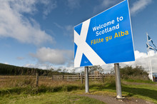 Welcome To Scotland Sign At Border