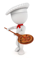 Poster - 3d white people pizza cook