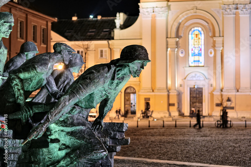 Obraz w ramie Warsaw Uprising Monument by Night #1