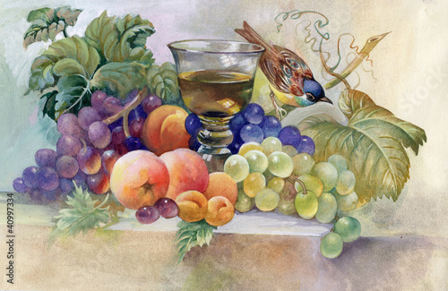 Nowoczesny obraz na płótnie Still Life with wine glass