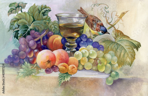 Naklejka dekoracyjna Still Life with wine glass