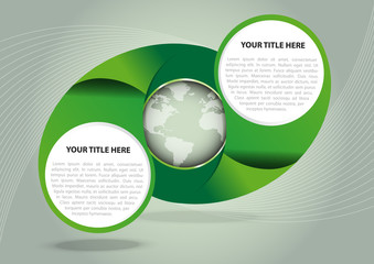 Fototapete - Green vector abstract background with globe