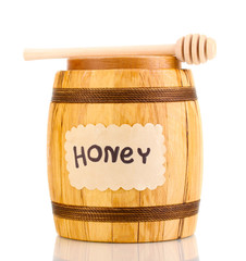 Sticker - Sweet honey in barrel with drizzler isolated on white