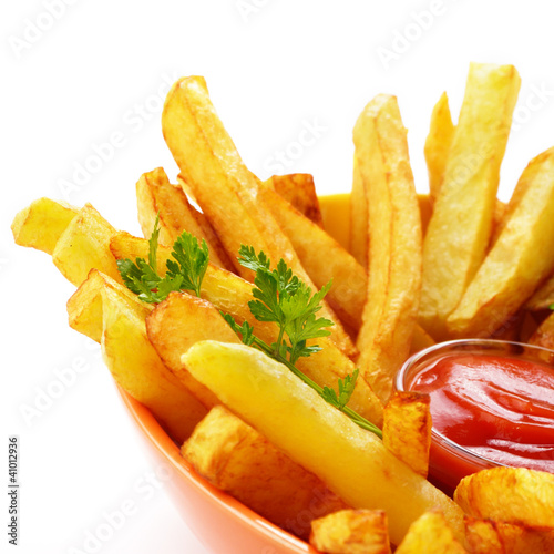 Fototapeta na wymiar French fries with ketchup