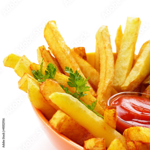 Obraz w ramie French fries with ketchup