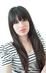 Poster - Portrait of beautiful female model on white background