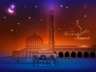 Wall Mural - Vector Illustration with Ramadan kareem text. Eps 10.