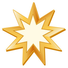 Wall Mural - Baha’i Symbol, golden nine pointed star, icon of Baha'i faith