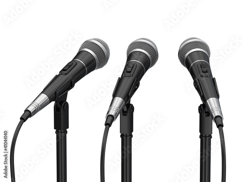 Fotografie, Obraz Microphones isolated on white background