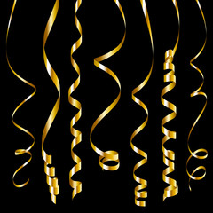 Canvas Print - 7 Streamers Gold Black Background