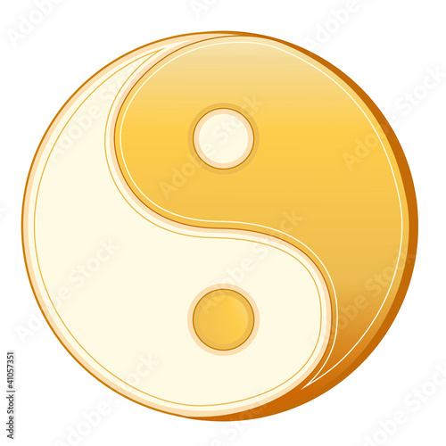 Fotografia, Obraz Taoism Symbol, gold Yin Yang mandala of Tao faith