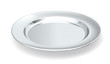 Served on silver platter. Silver plate on white background.