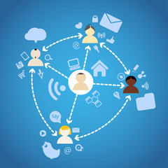 Aufkleber - Diferrent nations of people network connections