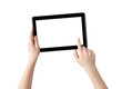 Two hands with Tablet PC, finger pointing, clipping path