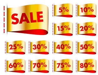 Poster - Stitching Label Sale Percent Gold/Red