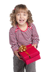 Little girl with gift box