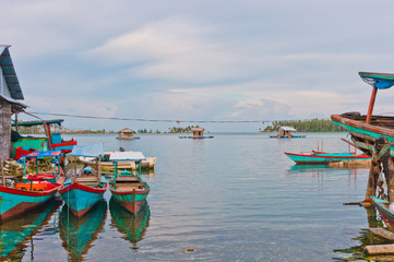 Wall Mural - Floating fishing village in Banyak Archipelago