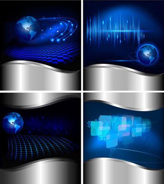 Collection of technology and business backgrounds  Vector