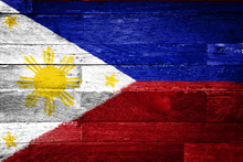 Philippines Flag Painted On Old Wood