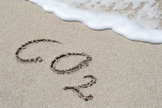 CO2 handwritten in sand on a beach