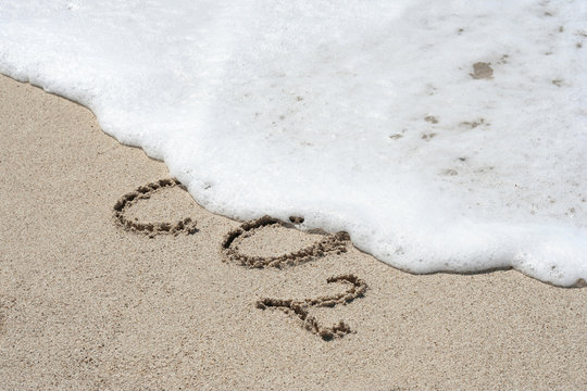 CO2 handwritten in sand on a beach